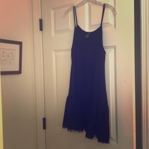 NWOT Black slip dress, w/ lace on bottom. L Aqua